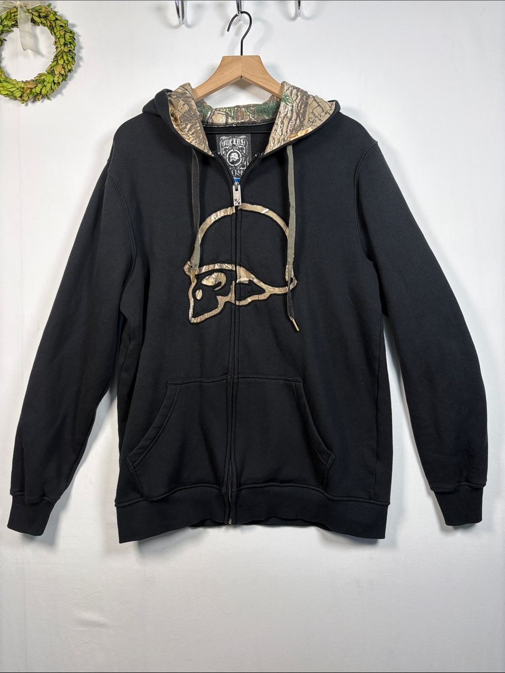 METAL MULISHA Men's Black Zip Skull Hoodie Sweatshirt size large